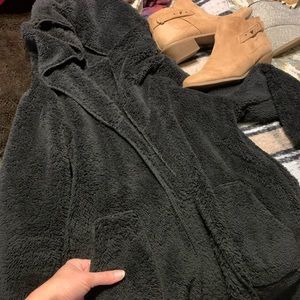 Cozy, furry ladies hooded jacket, small, in black